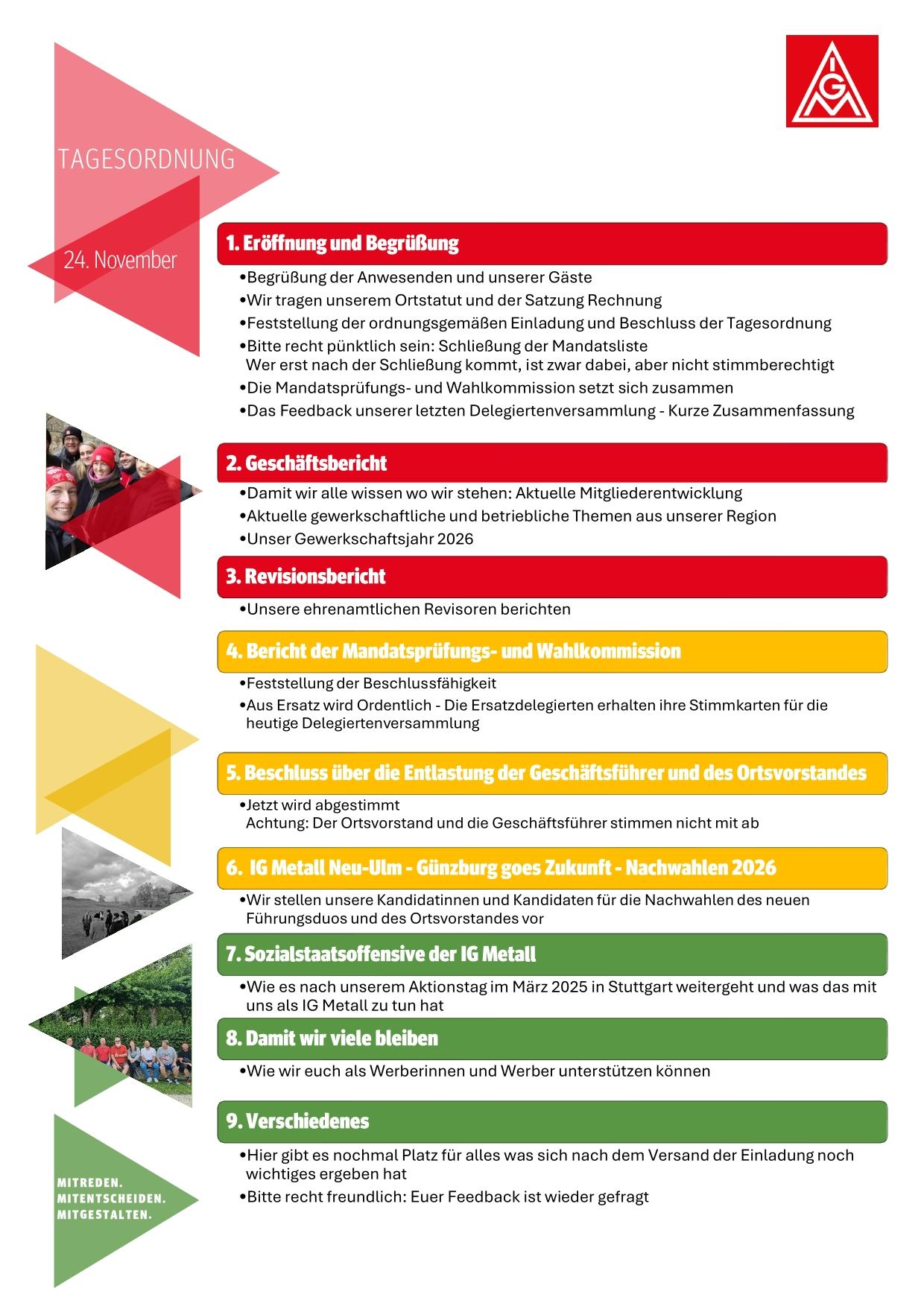 Tagesordnung der 8. Delegiertenversammlung
