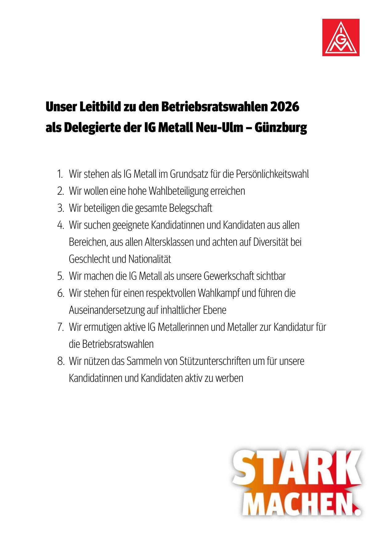 Unser Leitbild zur Betriebsratswahl 2026