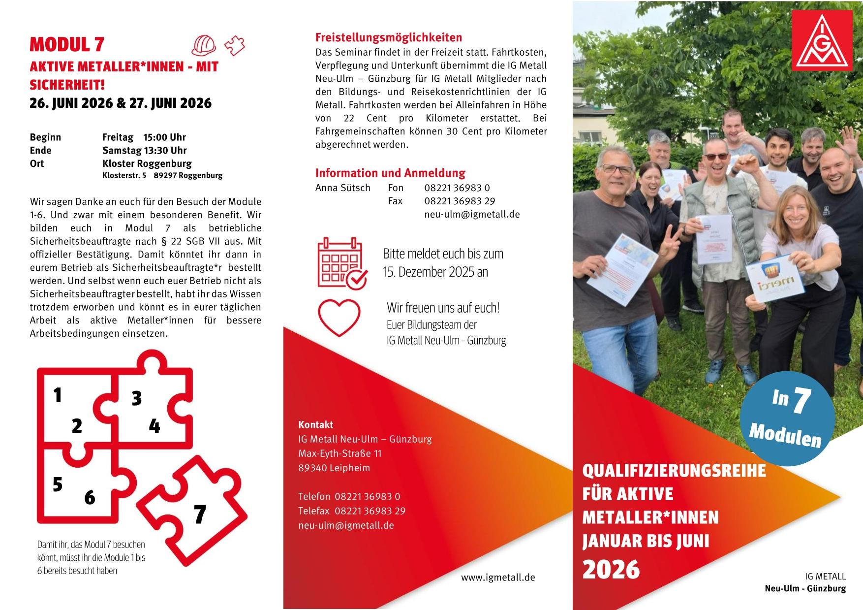 Qualifizierungsreihe für aktive Metallerinnen und Metaller 2026