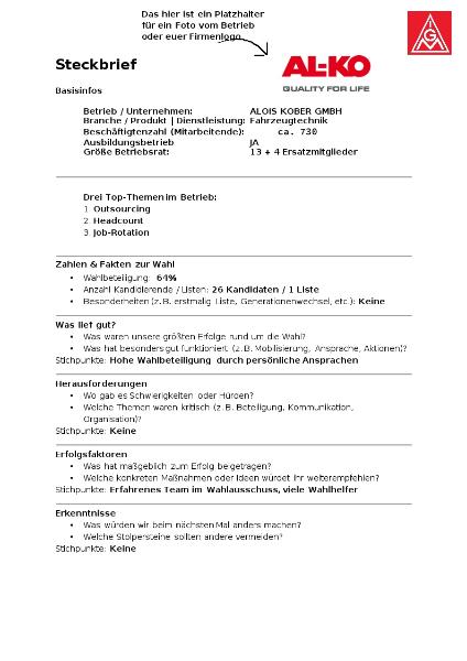 Steckbrief ALKO