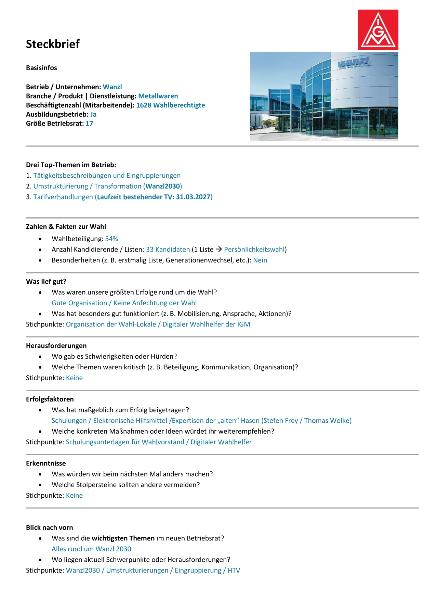 Steckbrief WANZL
